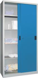Schiebetürenschrank B1000xT500xH1950 mm 4 Böden verzinkt RAL 7035/5012 Produktbild