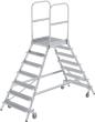MUNK Alu-Podesttreppe mit Federrollen beids. begehbar 2x7 Stufen geriffelt Podesthöhe 1, 68m Produktbild img1 S