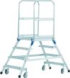Podesttreppe, fahrbar, beidseitig begehbar, Stahlgitterrost-Stufen Produktbild
