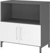 Regal FlexWall VFW28T1KU B800xT400xH828 mm 2 OH Türen mit Sockel graphit/weiß Produktbild