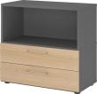 Regal FlexWall VFW282KG B800xT400xH748 mm 2 OH Schubladen graphit/eiche Produktbild
