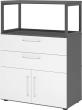 Kombischrank FlexWall B800xT400xH1110 mm 3 OH 2 Türen Schubladen graphit/weiß Produktbild