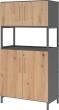 Kombischrank FlexWall B800xT400xH1532 mm 2 OH 4 Türen mit Sockel graphit/asteiche Produktbild img1 S