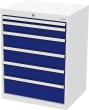 Schubladenschrank B700xT575xH920 mm RAL 7035/5010 6 Schubladen Produktbild