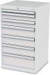 Schubladenschrank B600xT575xH1020 mm RAL 7035/7035 7 Schubladen Produktbild