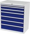 Schubladenschrank B900xT575xH1020 mm RAL7035/5010 7 Schubladen Produktbild