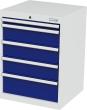 Schubladenschrank B600xT575xH820 mm RAL7035/5010 5 Schubladen Produktbild