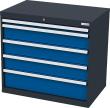 Schubladenschrank B900xT575xH820 mm RAL7016/5010 5 Schubladen Produktbild