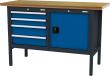 Kastenwerkbank 1 Tür, 4 Schubladen B1500xT600xH960 mm RAL7016/5010 Produktbild img1 S