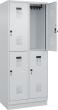 C+P Doppelst. Spind Evolo PLUS mit Sockel B800xT500xH1950mm 2x2 Abt. (4 Fächer) RAL7035/7035 Produktbild img1 S