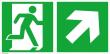 Fluchtwegschild Alu B300xH150 mm Notausgang rechts mit Pfeil rechts aufwärts langnachleuchten Produktbild