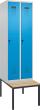 C+P Spind Evolo PLUS Sitzbank Holzleisten 2 Abteile B600xT815xH2120mm RAL7035 RAL5012 Produktbild img1 S