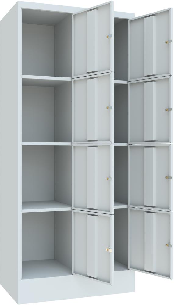 PAVOY Schließfachschrank m. Sockel 4 Fächer 2 Reih. Abt.br. 400mm 7035 B800xT500xH1850 Produktbild img2 L