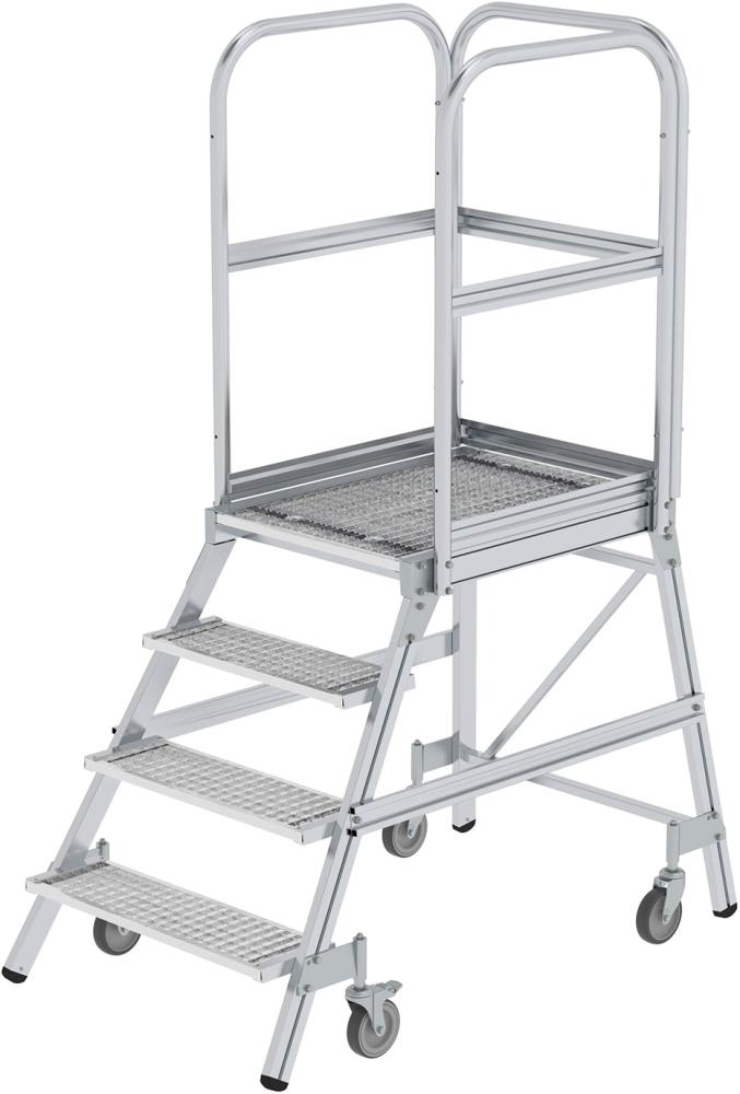 Podesttreppe, einseitig begehbar, Stahl-Gitterrost Produktbild img2 L