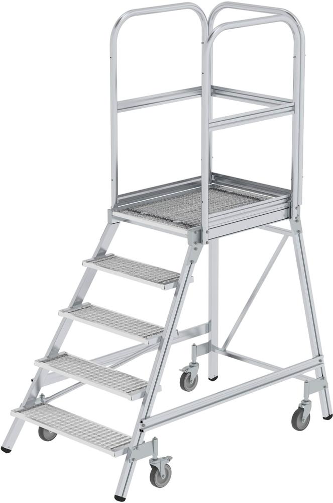 Podesttreppe, einseitig begehbar, Stahl-Gitterrost Produktbild img3 L