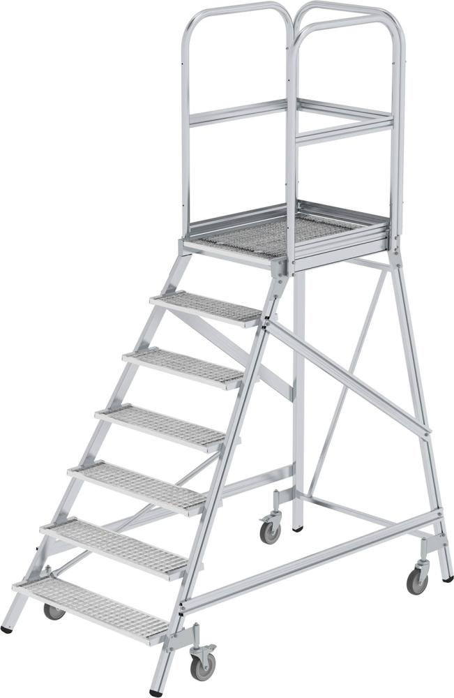 Podesttreppe, einseitig begehbar, Stahl-Gitterrost Produktbild img4 L