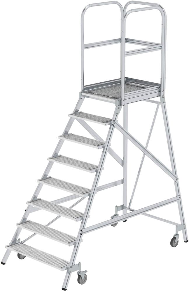 Podesttreppe, einseitig begehbar, Stahl-Gitterrost Produktbild img5 L
