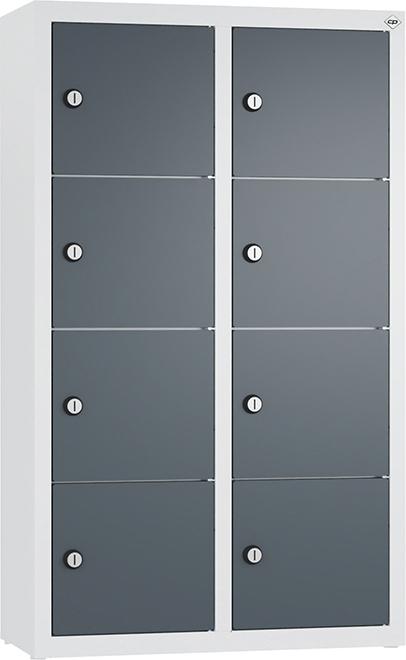 Kleingefachschrank B460xT200xH770 mm RAL7035/7016,wandhangend 2x4 Fächer Produktbild img2 L