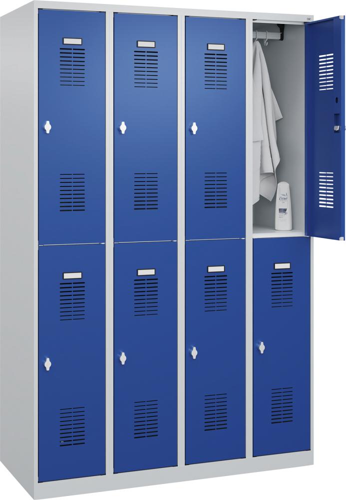 Garderobenschrank BASIC B1200xT500xH1850 mm RAL 7035/5010, 4x2Abteile Produktbild img3 L