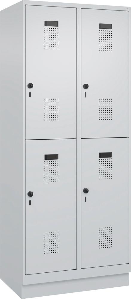 C+P Doppelst. Spind Evolo PLUS mit Sockel B800xT500xH1950mm 2x2 Abt. (4 Fächer) RAL7035/7035 Produktbild img2 L