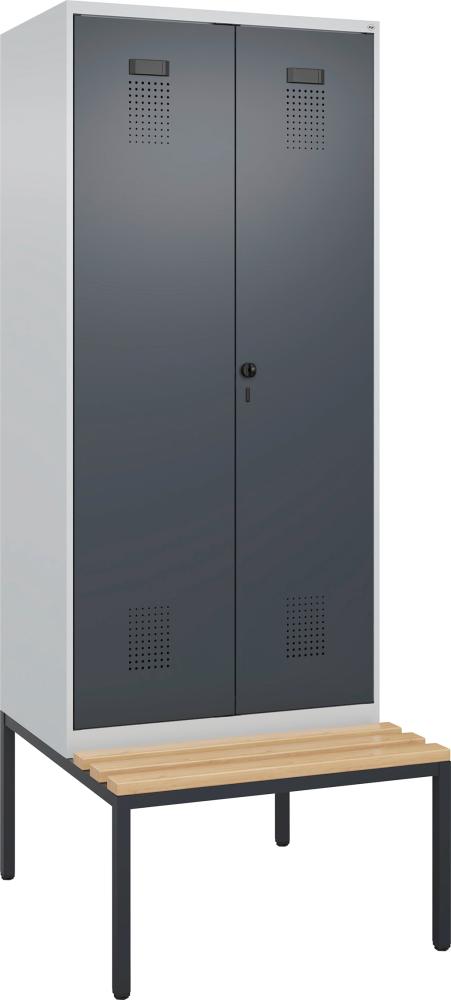 C+P Schwarz-Weiß-Spind Evolo PLUS Sitzbank 2 Abteile B800xT815xH2120mm RAL7035/7016 Produktbild img2 L