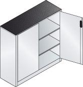 Beistellschrank B1200xT400xH1200 mm RAL 7035/5012,2Fachböden Tragkraft 70kg Produktbild img2 L