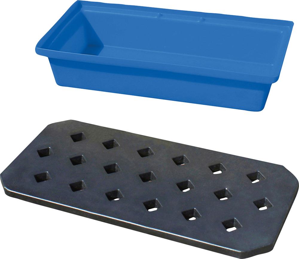 PE-Auffangwanne mit Rost für Kleingebinde 80,5x40,5x17cm, 31 Liter Produktbild img2 L
