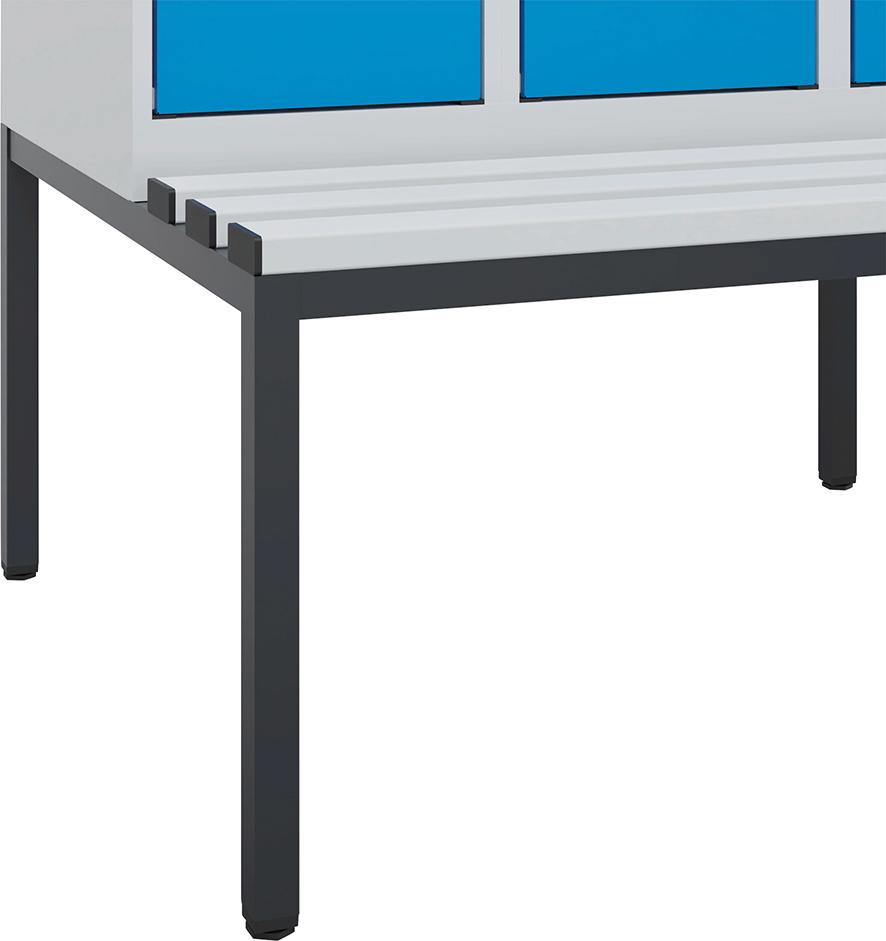 Spind Evolo PLUS 3 Abteile H2120xB900xT815mm 7035 5012 /P1G/7021P_DKB Produktbild img3 L