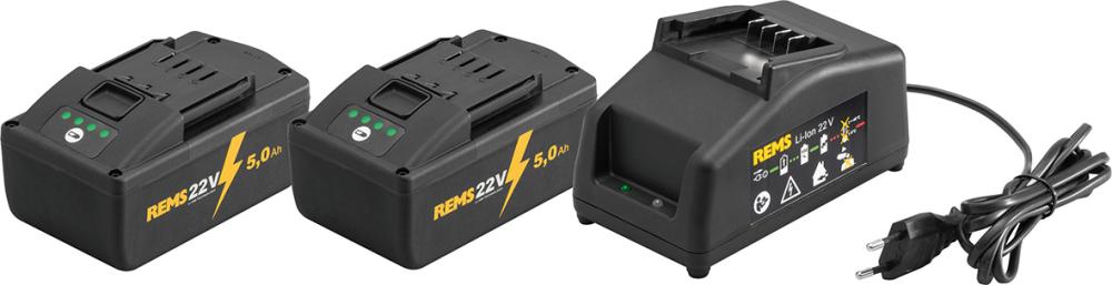 Starter Set 21,6 V, 5,0 Ah 2x21,6 V 5,0 Ah Ladegerät Karton Produktbild img1 L