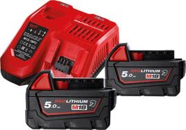 Akku-Starter Set Chemier. M18 NRGCR-502 Milwaukee 2x18,0 V 5,0 Ah Ladegerät M12-18FC Karton Produktbild