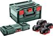 Akku Basis-Set LiHD 18,0V Metabo 4x18,0V 10,0 Ah Ladegerät ASC 145 metaBOX Produktbild