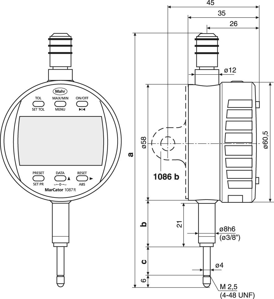 Messuhr elektrisch 1087 R-HR 12,5 mm (0,5") 0,001 mm MAHR Produktbild img2 L