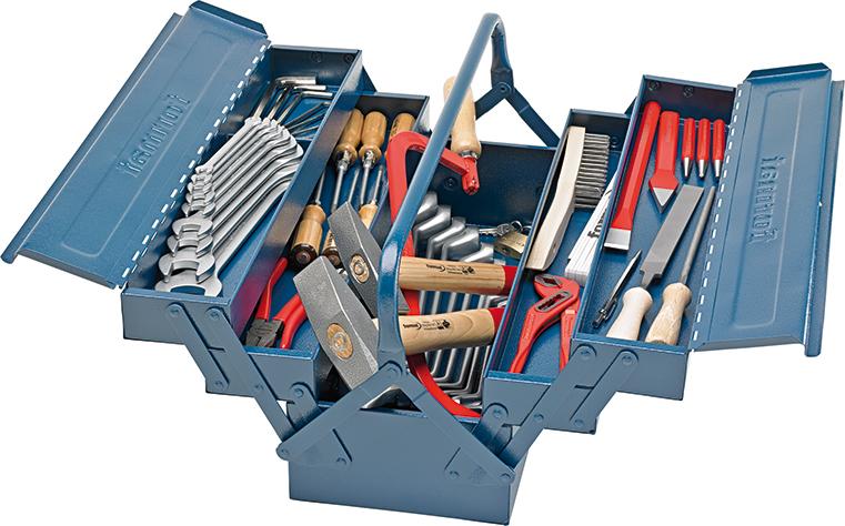 Werkzeugsortiment Schlosser 56-teilig im Stahlblech-Koffer FORMAT Produktbild img1 L
