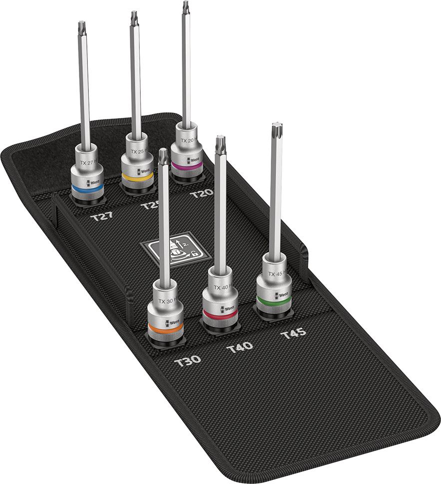 Schraubendrehereinsatz- Satz lang mit Haltefunktion Torx 1/2" 6-teilig Wera Produktbild img1 L
