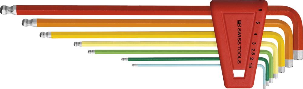 Winkelschraubendreher- Satz im Kunststoffhalter 7-teilig 1,5-6mm Rainbow Kugelkopf PB Swiss Tools Produktbild img1 L