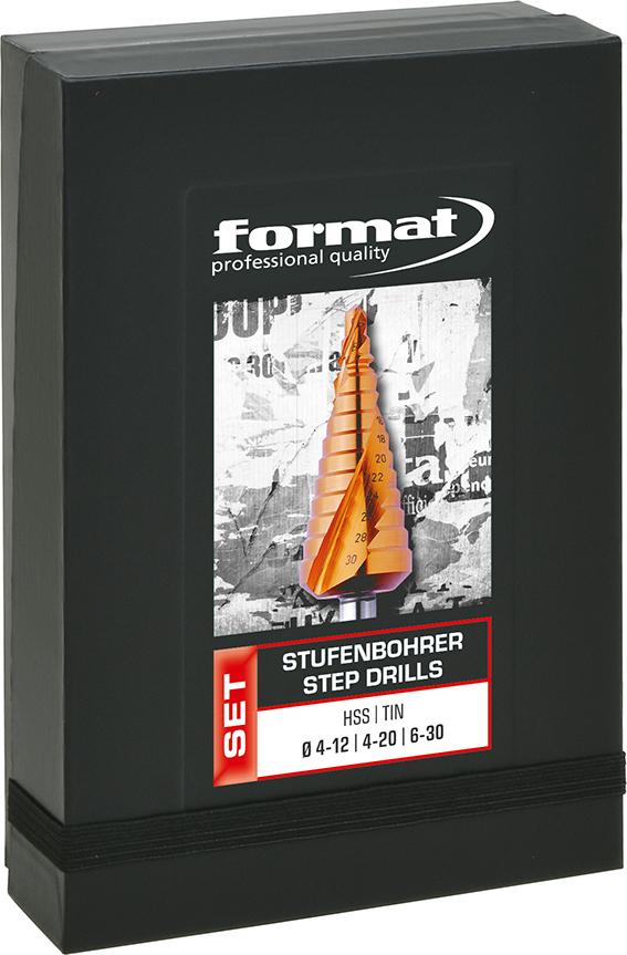 Stufenbohrer-Set HSS TiN spiralgenutet 4-30mm FORMAT Produktbild img1 L