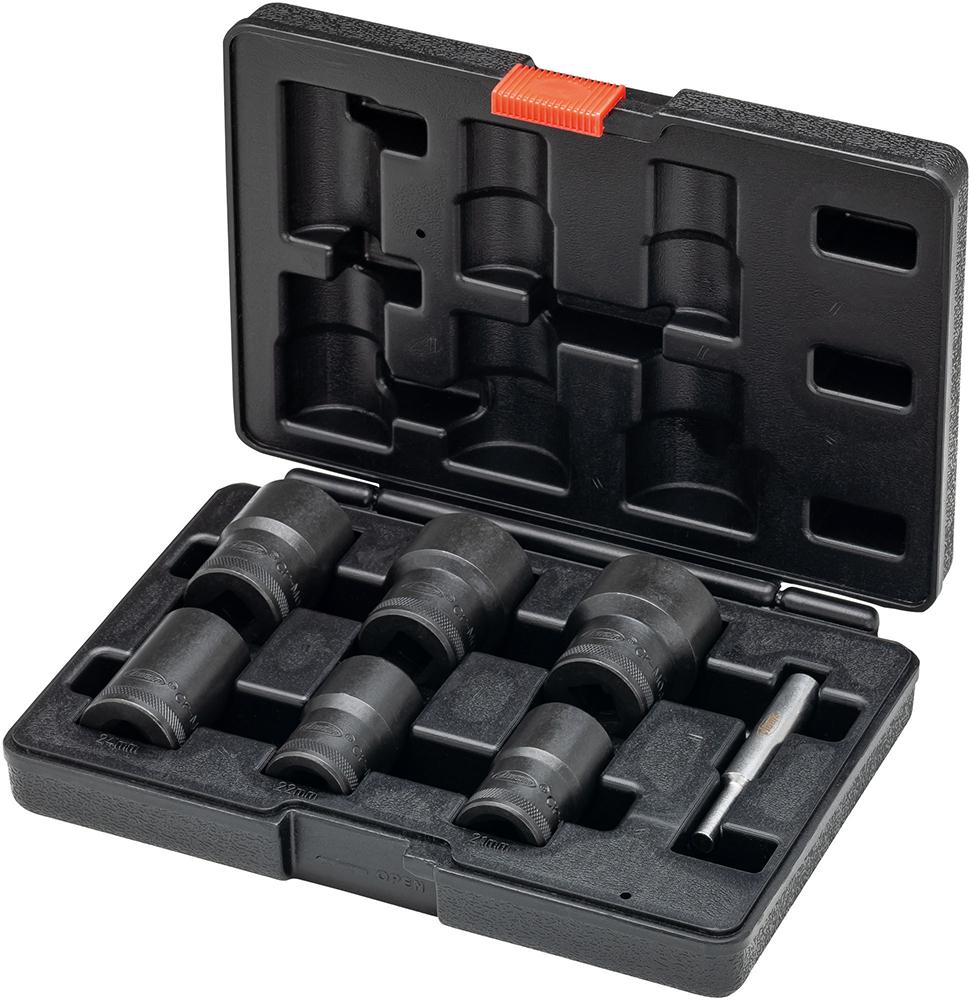 Schraubenausdreher-Satz spiralgenutet 1/2" mit Austreiber 7-teilig 21-32mm im Koffer Produktbild img1 L