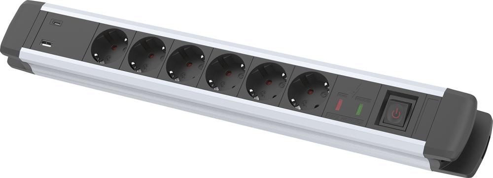 Steckdosenleiste 6-fach H05VV-F3G1,5 1,6m mit USB FORTIS Produktbild img1 L