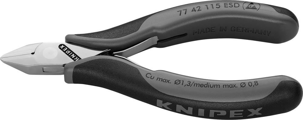 Seitenschneider Elektronik ESD Spitzkopf ohne Fase 115mm KNIPEX Produktbild img1 L