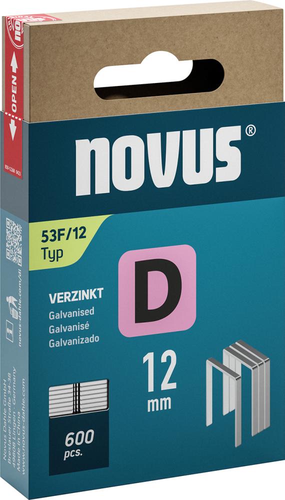 Flachdrahtklammer D Typ 53F/12 mit zn Novus VE à 600 Stück Produktbild img1 L