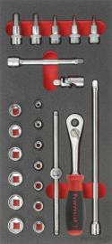 Werkzeugmodul Steckschlüssel 3/8", 23-teilig, Modul 1/3