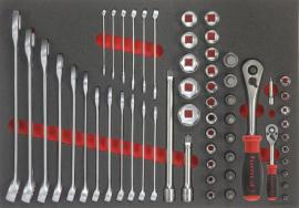 Werkzeugmodul Steckschlüssel 1/4" und 1/2", 59-teilig, Modul 3/3