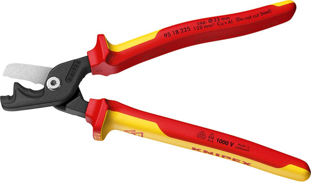 Kabelschere VDE mit Mehrkomponenten-Griffen 225mm schlanke Kopfform KNIPEX Produktbild img4 L