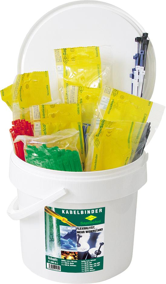 Kabelbinder-Sortiment im Kunststoff-Eimer Produktbild img2 L