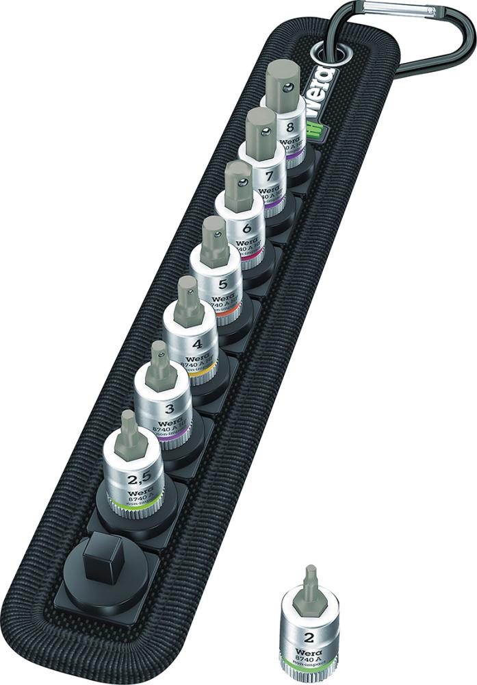 Schraubendrehereinsatz Satz mit Haltefunktion 3/8" Innensechskant 3-10mm 8-teilig Wera Produktbild img2 L