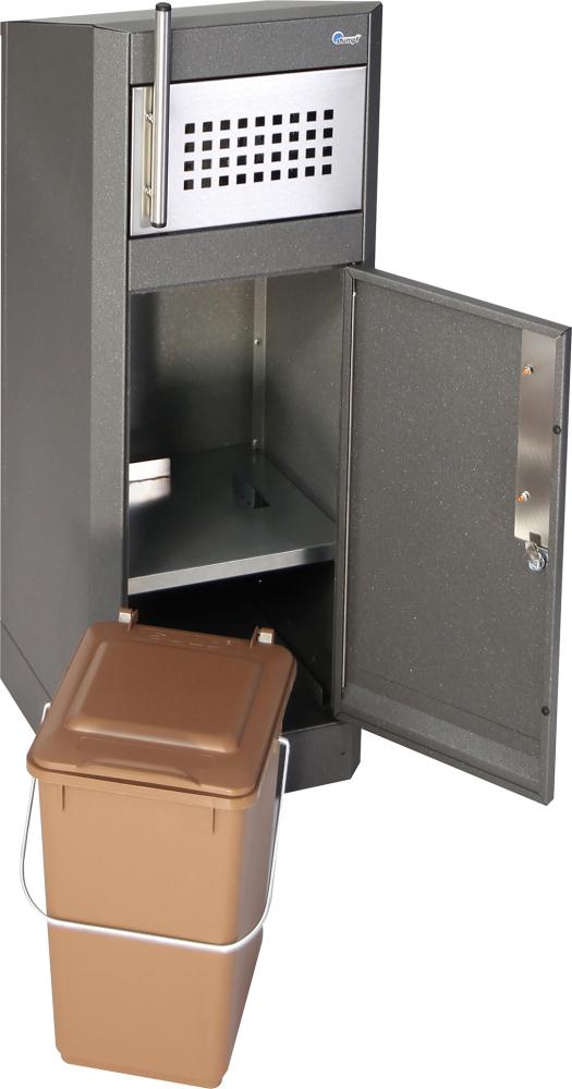 Abfallbehälter Binox- Hybrid-Bio-25l mit Aktivkohlefilter 315x336x835mm Produktbild img2 L