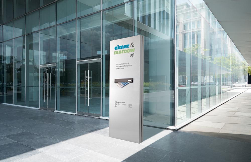 Briefkastenstele Madrid integrieter Briefkasten B730xT167XH2000 mm Aluminiumrahmen elox. Produktbild img3 L