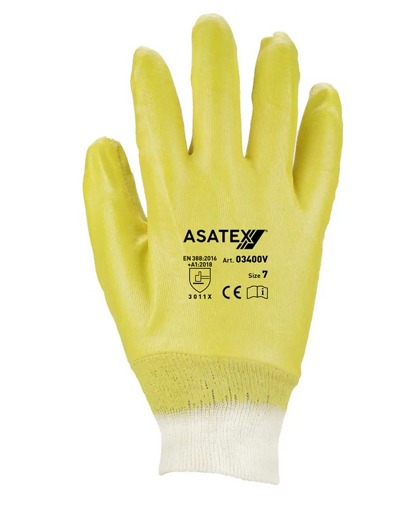 Handschuh, Nitril, vollbeschichtet, Gr. 9, gelb ASATEX Produktbild img1 L