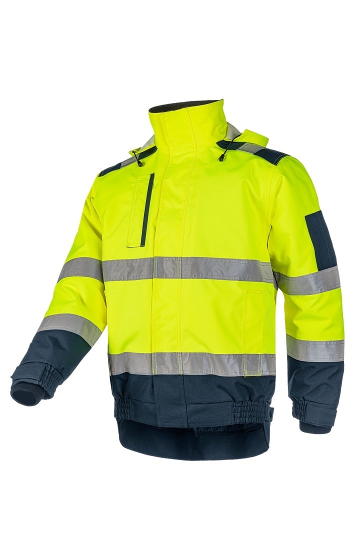Warnschutz-Winterblouson, Croston, l.gelb/marine, Gr. M inkl. Transferdruck "Rohrleitungsbau Münster", ca. 5 x 5 cm, 1-farbig blau Produktbild img1 L