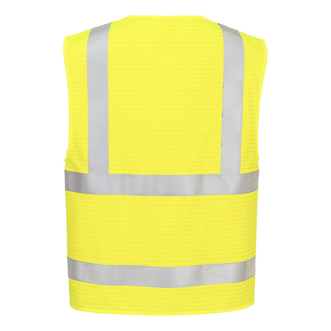 Warnschutz Weste mit Reißverschluss, Bizflame Hi-Vis FR, Gr. S/M, warngelb inkl. Transferdruck "Rohrleitungsbau Münster", ca. 5 x 5 cm, 1-farbig dunkelblau Produktbild img2 L